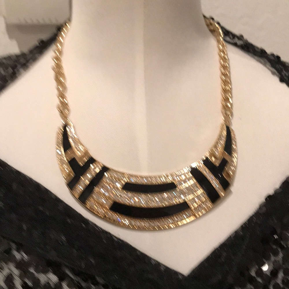 Black , Gold and Rhinestone Choker. Never worn!